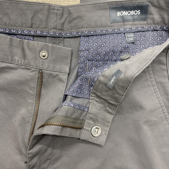 Bonobos Pants Mens 34x30 Gray Tailored Stretch Chino Straight Leg Flat Front - Picture 7 of 11